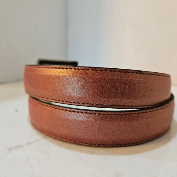 Elite Accessories Genuine Leather Belt Medium Brown Ornate Buckle Silver - Picture 4 of 9